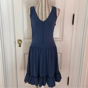 Matilda Jane Navy ruffle dress small v neck D171